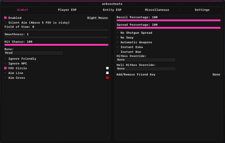 Aimbot Menu Interface